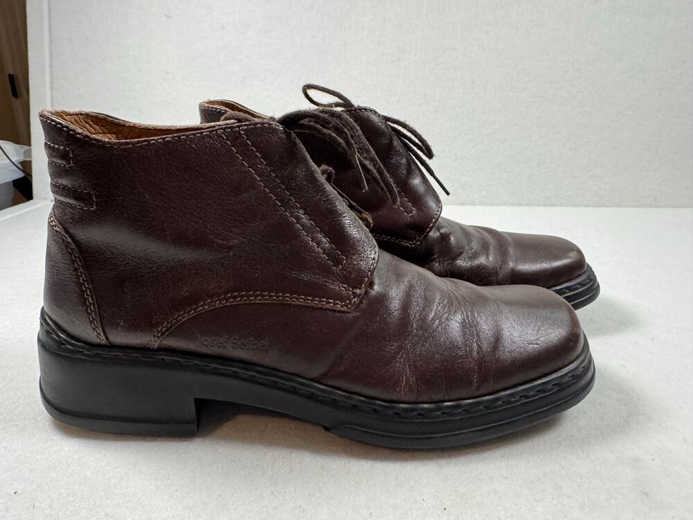 Josef Seibel Women's Leather Lace Up Booties Brown Comfort Fall Winter 9 EU40